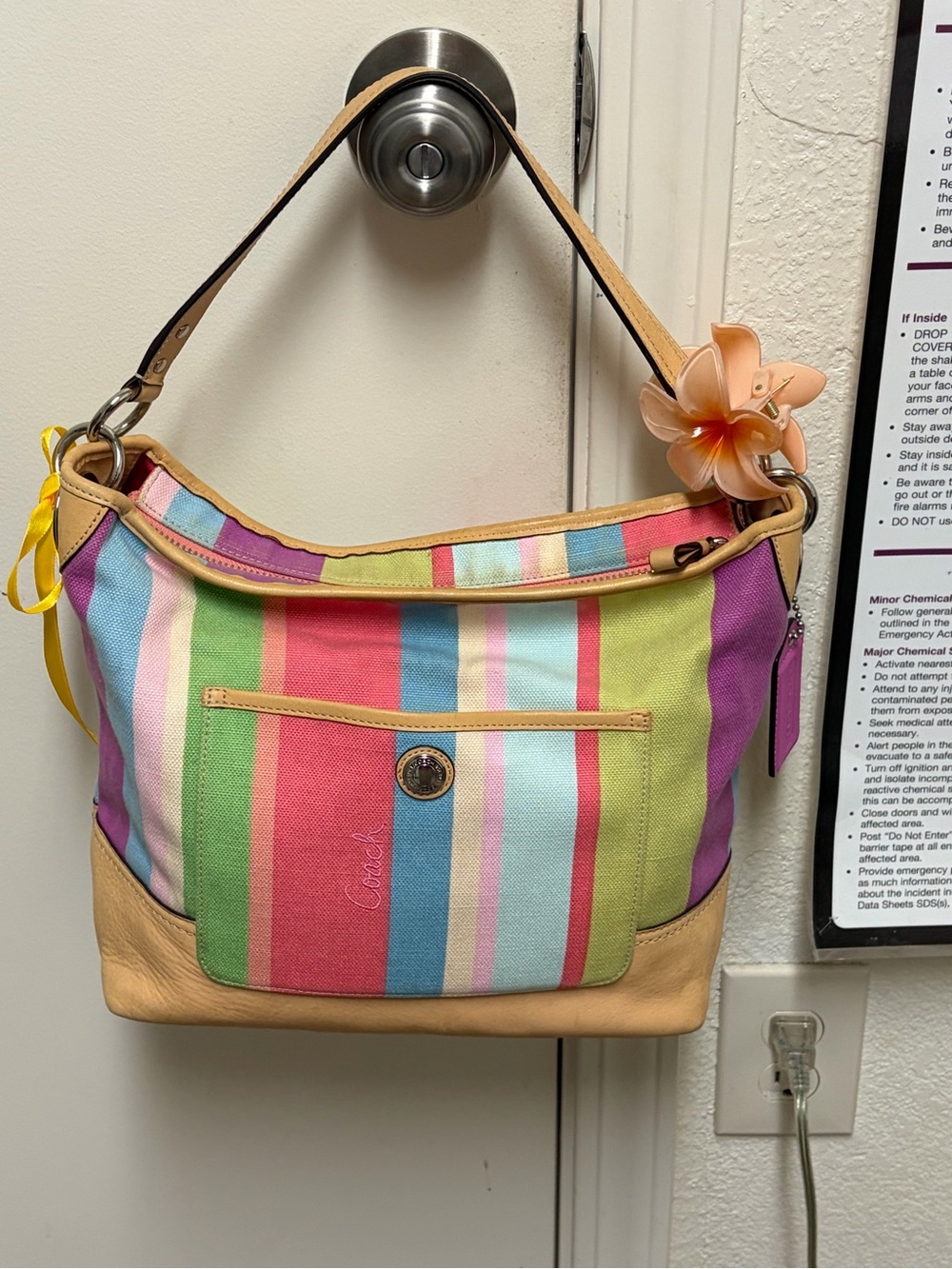 Coach Y2K Hamptons Legacy Striped Canvas & Leather Muticolor Bag